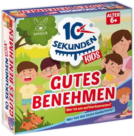 10 Sekunden Kids Gutes Benehmen Kartenspiel ab 6 Jahren mit 48 Karten Lernspiel für Kinder Aufmerksamkeit Gedächtnis Soziale Fähigkeiten Reise Quizspiel Geschenk für Schule