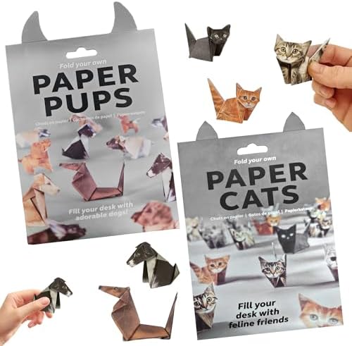 2er Origami Papier Set Für Katzen & Hunde, DIY Paper Cats Bastelpaket, Kreatives Origami Handwerk Mit Buntem Papercats Papier, Faltanleitungen Für Erwachsene & Alle Altersgruppen Dekoration