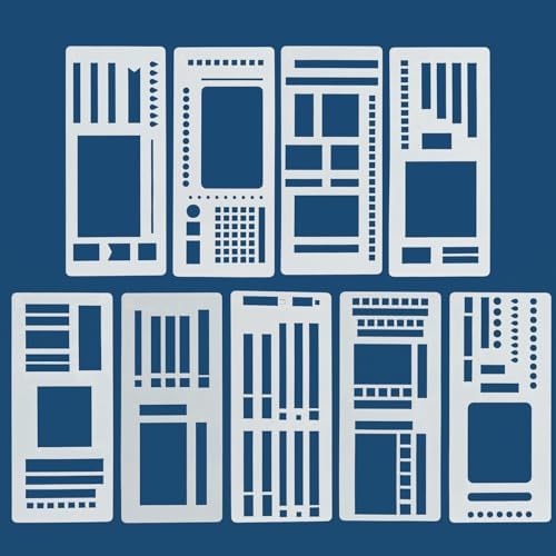 9 Stück Bullet Journal Zubehör, Journaling Zubehör, Schablonen, Zeichenwerkzeuge für Tagesplaner, Notizbücher Tagebücher, Formschablone Set mit Quadraten