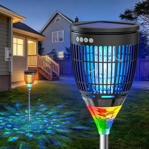 Anysun Solar Insektenvernichter, 4200V Mückenlampe Außen mit 3000mAh Akku, Nebula-Projektor, Flammen Licht, USB wiederaufladbar, Dämmerungssensor, IPX5, für Garten, Balkon, Terrasse, Veranda, Camping