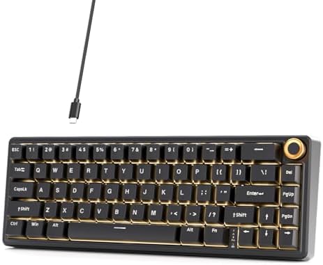 DIERYA DK68E Gaming Tastatur,60% Prozent Gasket Mechanische Tastatur mit Knopf,RGB Hot Swap Linearer Creamy Switches,Compact 66 Tasten Anti-Ghosting,QWERTY-US Layout,Schwarz (Schwarz, Creamy Switches) (Schwarz, Creamy Switches)