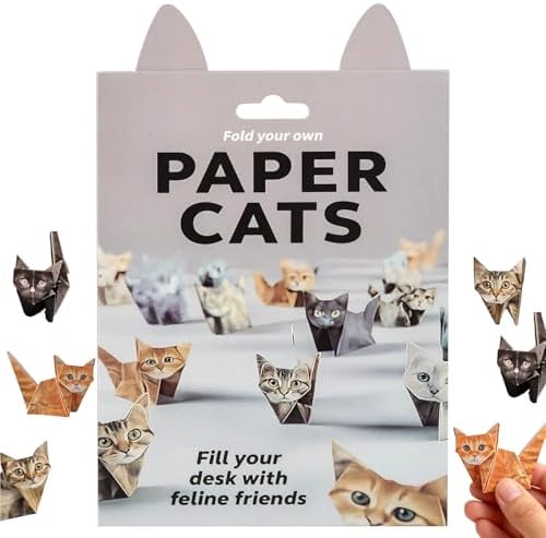 DIY Papier Katzen Origami Kit, 50 Blätter 3D Katze OrigamiPapier Handwerk Set, Handgefertigte Tier Papierkraft Kit für Erwachsene Kinder Tierliebhaber, Schreibtisch Dekoration Weihnachtsgeschenk