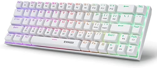 E-Yooso Z-686 65% Mechanische Gaming-Tastatur,US-LayoutQWERTY RGB Hintergrundbeleuchtung, Kompakte 68 Tasten Mini verdrahtete Büro-Tastatur mit blauem Schalter für Windows Laptop PC Mac mit Weiß