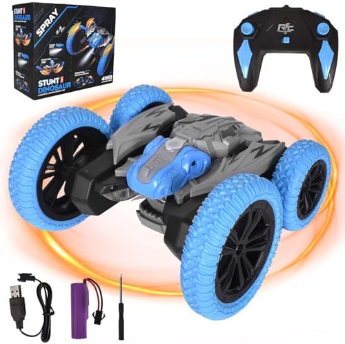 Ferngesteuertes Auto Kinder, RC Stunt Car Spielzeug, 2.4Ghz 360° Rotation Doppelseitige Stunt Car 4WD Crawler mit LED-Leuchten, Off Road Drift RC Auto Spielzeug Geschenke für Jungen 6-12