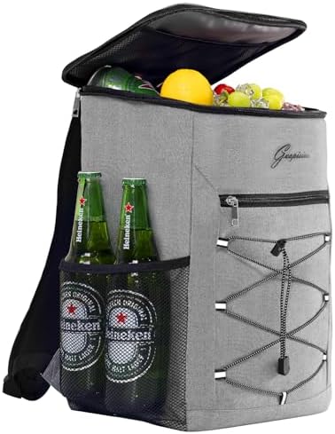 Guapisima 30L Kühlrucksack Kühl Rucksack Picknickrucksack Kühltasche Groß Isoliert Cooler Bag Männer Frauen für Picknick/Strand/BBQs/Camping/Ausflügen (grau)