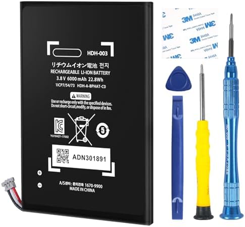 HDH-003 Akku 6000mAh Li-ion Ersatzakku für Nintendo Switch Lite, HDH-003 HDH-001 mit Ersatzwerkzeug-Kits (HDH-003)