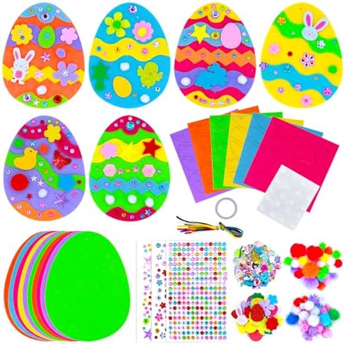JOYHAVEN Ostern Basteln Kinder, 18 Stück Osterbasteln Mit Kindern, Moosgummi Bastelset Ostern Kinder, Oster Bastelset Kinder, Osterhase Ostereier Basteln, DIY Bastelset Frühling Osterdeko