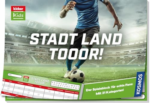 KOSMOS 685232 Kicker Kids Stadt-Land-Tor! Stadt Land Fußball Spiel mit den Fussballprofis vom Kicker Kids Magazin, ideal als Fußball Geschenk für Kinder und Fans ab 8 Jahren, Quizspiel, Spielblock