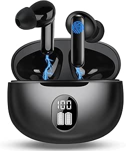 LWMTT Kopfhörer Kabellos Bluetooth,in Ear Kopfhörer Bluetooth 5.3 LED-Anzeige Headphones IPX7 Wasserdicht Kopfhörer Kabellos,30 H Spielzeit, Noise Cancelling Kopfhoerer USB-C Schnellaufladung