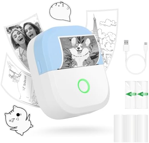 mafiti Mini Drucker tragbarer Mini Printer, Mini Fotodrucker Wireless Taschendrucker Thermodrucker Smartphone Bluetooth Drucker Sticker Printer, für iOS und Android, ideal für Studium, Fotos, Präsent