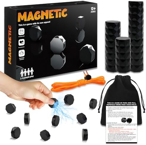 Magnetspiel, Magnetisches Schachspiel, 24 Stück Magnetsteine Spiel Brettspiel, Tragbares Magnet Schach Spielzeug, Reiseschach Magnetisch für Erwachsene Kinder Familienreisen und Spielparty