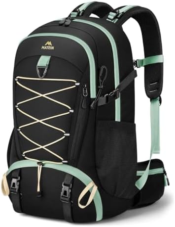 MATEIN Wanderrucksack Herren Damen, Wanderrucksack 40L mit Schuhfach & Hüftgürtel, Trekkingrucksack mit Regenschutz, Rucksack wandern Herren Leichtgewicht für Wandern, Outdoor, Hiking, Reise, Schwarz