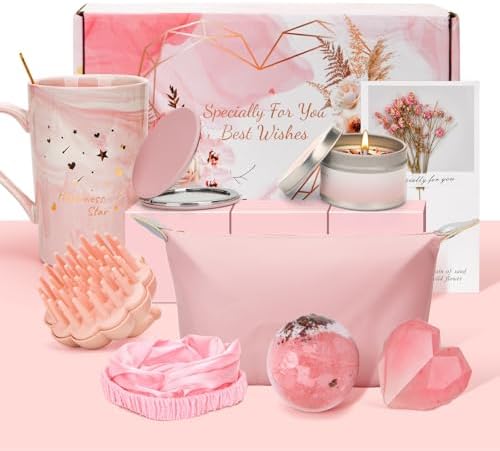 MOWETOO Geschenk für Frauen, Damen Geburtstagsgeschenk mit Rosenduft Wellness-SPA-Set Geschenkset für Mutter, Schwester, Ehefrau, Freundin & Kolleginnen