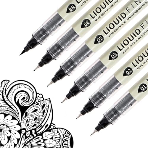 Nurila 6 Kalligraphie Stifte, Schwarz Handlettering Stifte Kalligraphie Set, Calligraphy Pen Set Für Anfänger übung Lettering Unterschrift Schreiben Brush Pen Schwarz DIY-Kreation, Geschenke