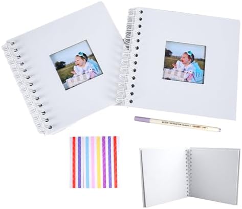 Shuqio 2er Set 17x17cm Fotoalbum zum Selbstgestalten, 20 Seiten pro Album DIY Scrapbook Fotoalben Klein als Erinnerungsbuch & Gästebuch für Geburtstag, Hochzeit, Reise, Abschluss & Baby Dusche
