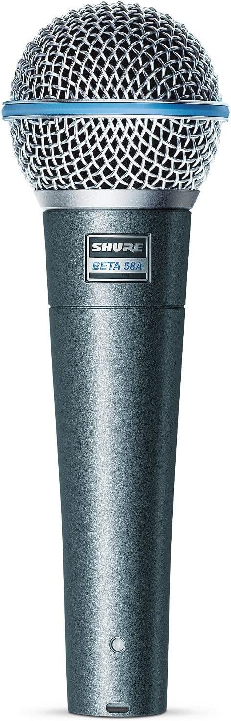 Shure BETA 58A Gesangsmikrofon - Dynamisches Mikrofon mit Supernierencharakteristik für Bühne und Studio, inklusive verstellbarem Stativadapter A25D