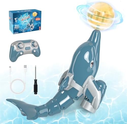 snookids Ferngesteuerter Delfin Spielzeug, 2.4GHz Simulationsdelfin RC Ferngesteuertes Hai Boot, Wasserspielzeug Kinder im Sommereug für Jungen und Mädchen