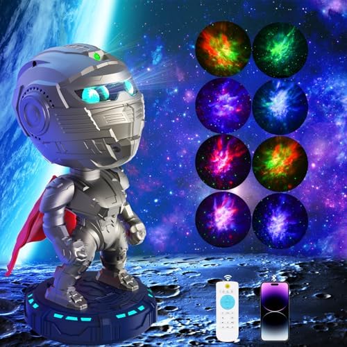 Soarling Sternenhimmel Projektor, LED Mechkrieger Projektor, Planetarium Projektor mit Fernbedienung, Schaltuhr und Bluetooth, Sternenprojektor mit Nebeln, Geschenk für Kinder und Erwachsene, Grau