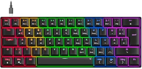 Speedlink Atmos - mechanische RGB Gaming Tastatur 60%, kabelgebunden, Brown Switches, robuste Stahlplatte, USB-C Kabel abnehmbar, Hintergrundbeleuchtet, Deutsches Layout QWERTZ, schwarz