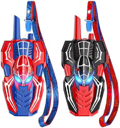Spider Walkie Talkie Kinder mit Eye Lichter 2er Set - Spielzeug ab 3 4 5 6 7 8 9 10 Jahre Junge Mädchen, Funkgerät Spielsachen für Freien Camping Wandern, Kinder Weihnachten Geburtstags Geschenke