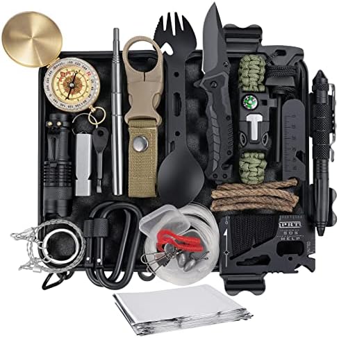 Survival Kit, Professionelles 20 in 1 Notfall Ausrüstung, Survival Ausrüstung für Outdoor Camping, Abenteuer, Wandern, Jagen, Angeln, Männer, Väter