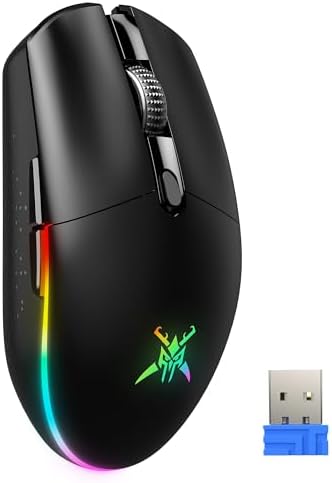 TECKNET Kabellose Gaming-Maus, 8000 DPI Wiederaufladbare Gaming-Maus, Dual-Modus 2,4 G und Kabelgebundene Maus, 6 RGB-Modi, PC-Gaming-Maus mit Programmierbaren Tasten, für Windows XP/11/10/8/7, etc