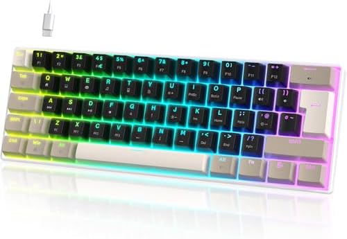 UrChoiceLtd MK21 Gaming-Tastatur, 60% Kabelgebundene Mechanische Tastatur, 61-Tasten Kompakt UK-Layout, Hot-Swap-fähig, RGB-Beleuchtung, Anti-Ghosting