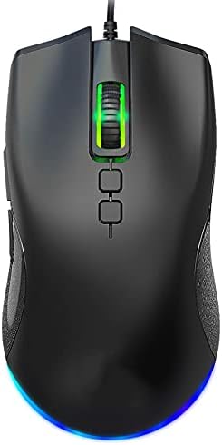 VBESTLIFE Gaming-Maus, Kabelgebundene Gaming-Maus mit RGB-Hintergrundbeleuchtung, 6400 DPI Einstellbar, PC-Gaming-Mäuse für Desktop und Notebook, 7 Tasten, Schwarz